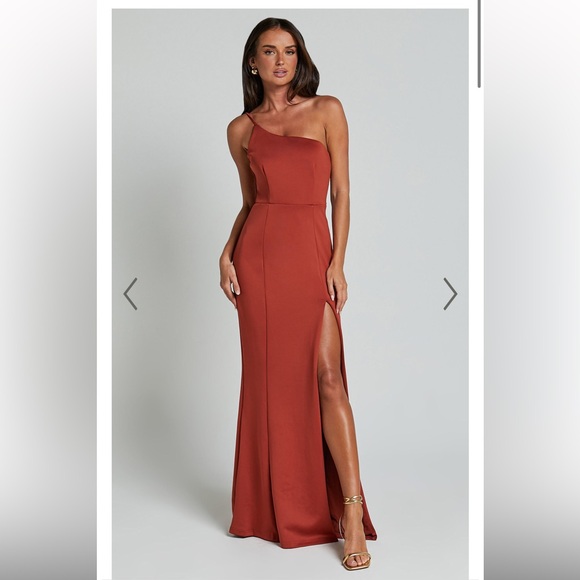 Showpo No One’s Fault One-Shoulder Rust Dress - Picture 1 of 4